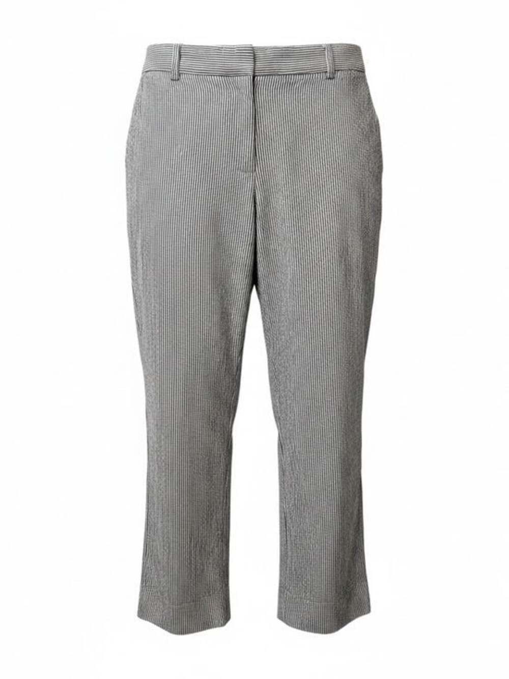 Talbots Seersucker Ankle-Length Straight-Leg Pants - Blue & White